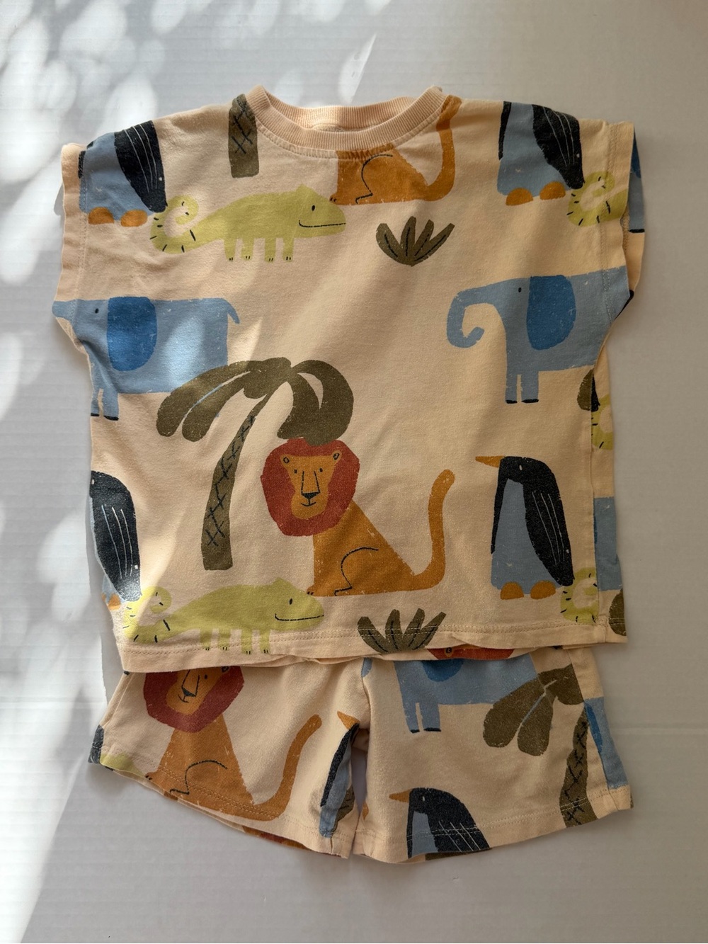 Zara Kids Safari Animal Print Shirt Shorts Set 3-4Y Unisex